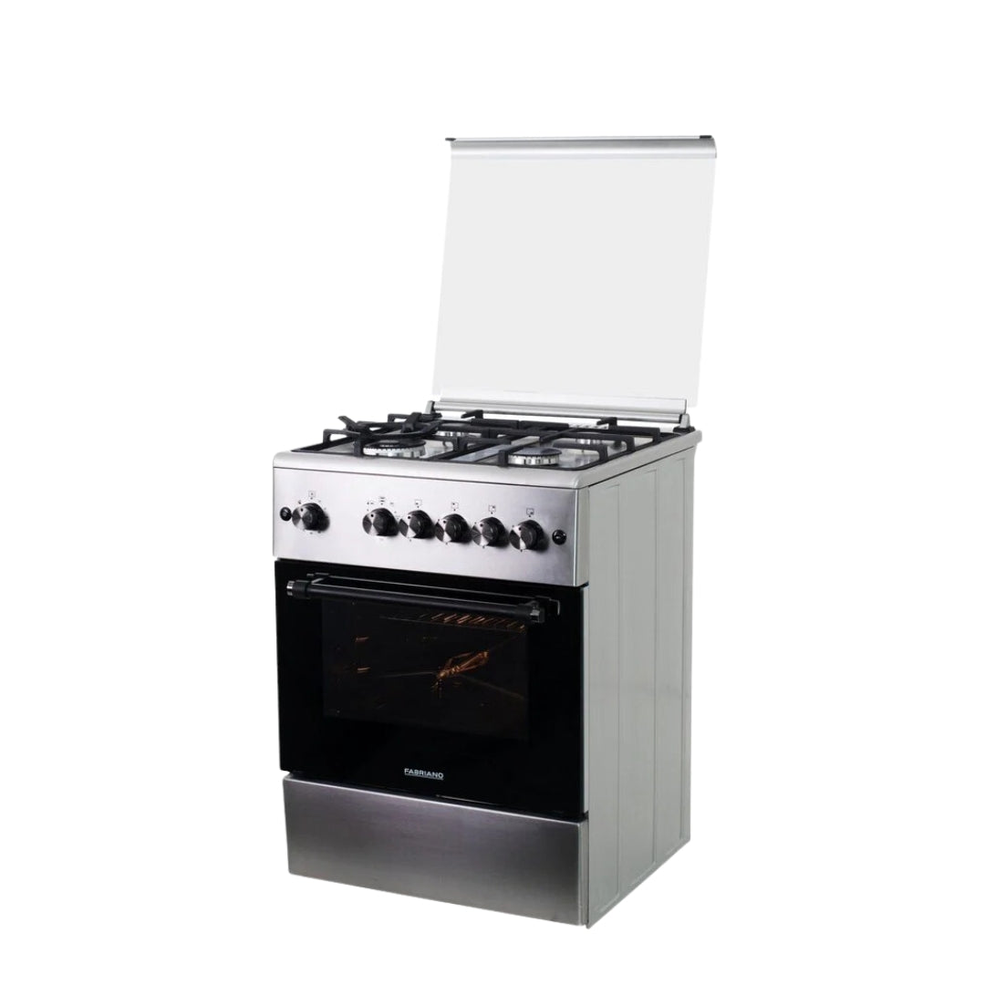 Fabriano 60cm, 4 Gas Burners (1 Triple Ring) , + Gas Oven Free Standing Cooker F6TS40G2-SSW