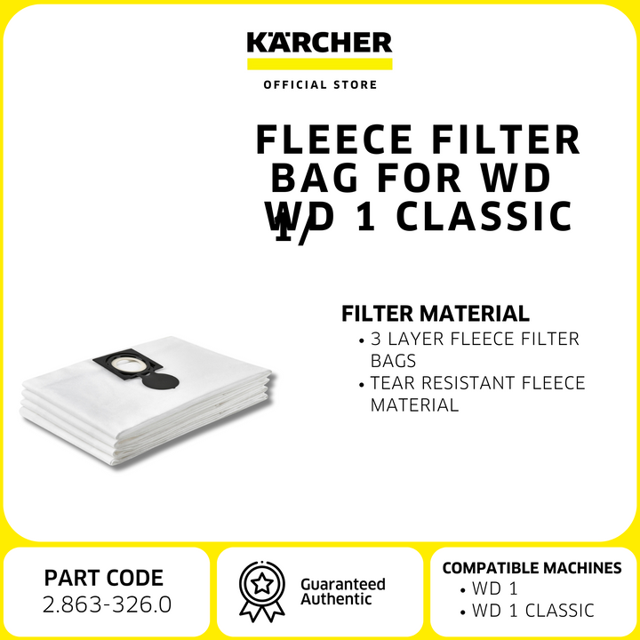 Karcher fleece filter bag WD1 / WD 1 Classic | Acc. Wet and Dry Vacuum cleaner