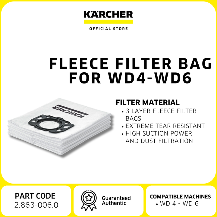 Karcher Fleece filter bag WD 4 / WD 6 | Acc. Dry Vacuum cleaner