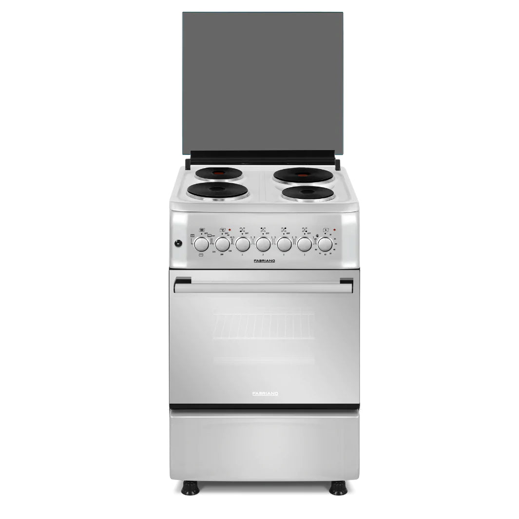 Fabriano 50cm, 4 Electric Plates + Electric Oven Free Standing Cooker F5S04E3-SS