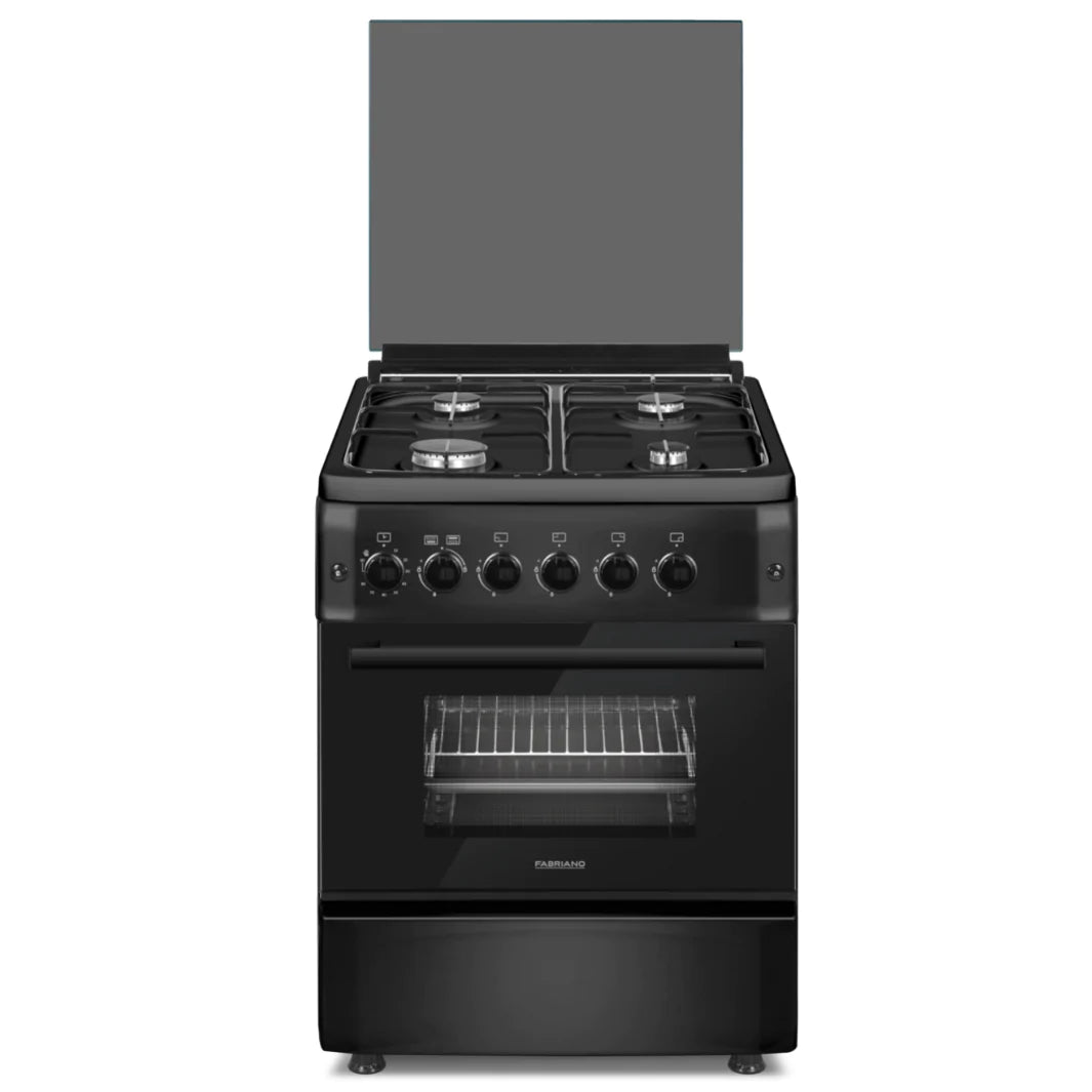 Fabriano 60cm, 4 Gas Burners + Gas Oven and Grill Free Standing Cooker F6S40G2-BL