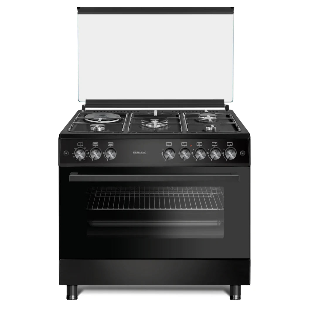 Fabriano 90cm, 4 Gas Burners (1 Dual Gas Burner) , 1 Electric plate + Gas Oven and Grill Free Standing Cooker F9L41G2-BL