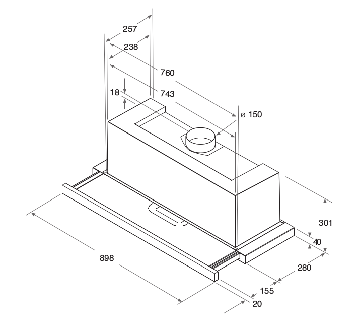 Ariston 90cm Wall Mounted Rangehood AH 90 CM IX