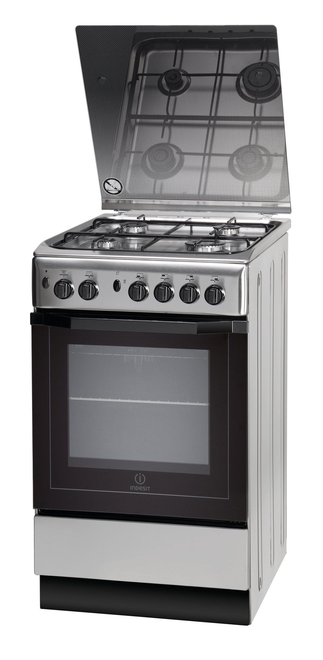 Indesit 50cm, 4 Gas Burners + Electric Oven Free Standing Cooker I5GG1G X EX