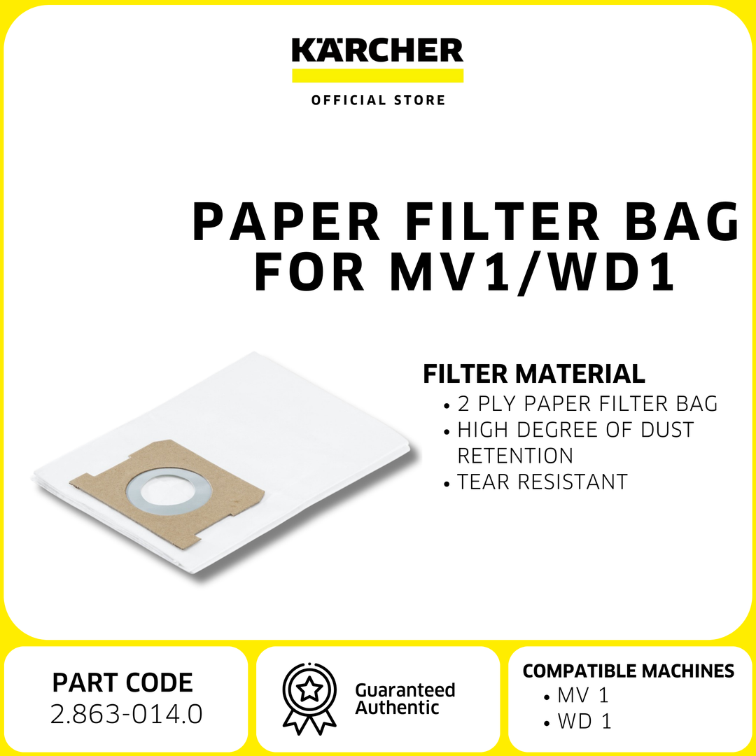 Karcher Paper filter bag set for WD 1 | Acc. Wet and Dry Vacuum Cleaner