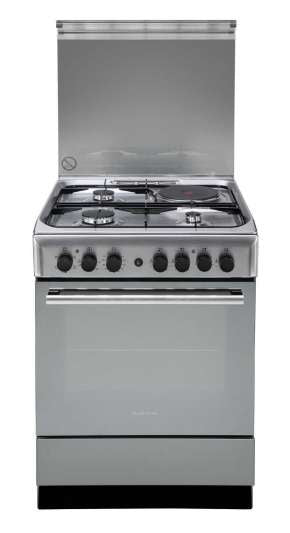 Ariston 60cm, 3 Gas Burners, 1 Electric Plate + Electric Multi Function Oven Free Standing Cooker A6MSH2F X EX