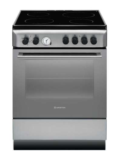 Ariston 60cm, 4 Vitroceramic + Electric Multifunction Oven Free Standing Cooker A6V530 X EX