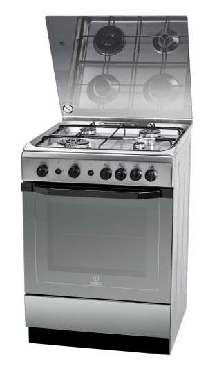 Indesit 60cm, 4 Gas Burners + Gas Oven Free Standing Cooker I6TG1G X EX