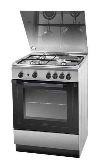 Indesit 60cm, 3 Gas Burners + 1 Electric plate + Gas Oven Free Standing Cooker I6MG1G(X)EX