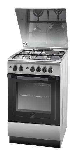 Indesit 50cm, 3 Gas Burners + 1 Electric plate + Gas Oven Free Standing Cooker I5MG1G (X)/EX