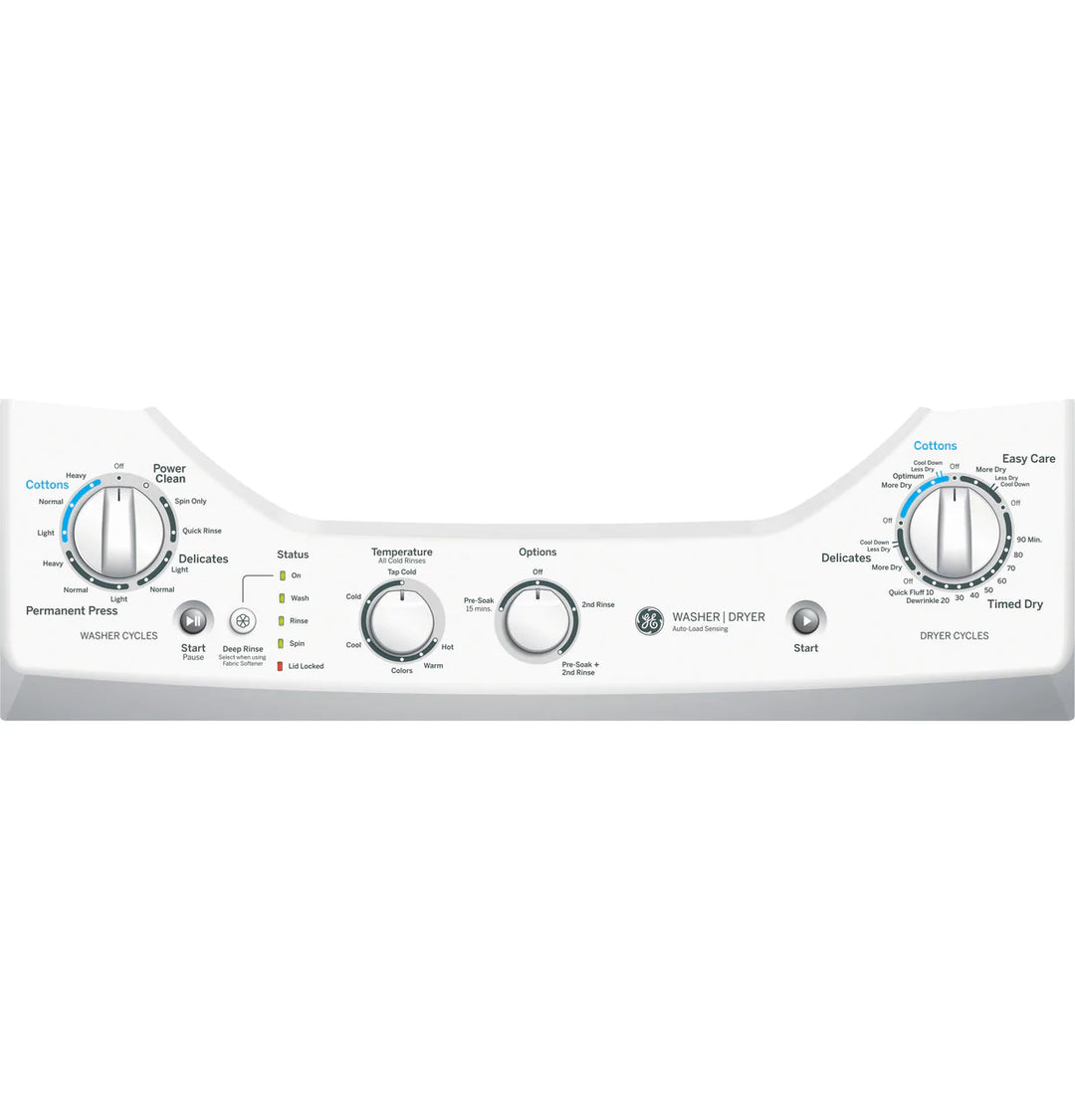 GE Appliances Unitized Spacemaker® 2.0 DOE cu. ft. Washer and 4.4 cu. ft. Electric Dryer GUD24ESSJWW