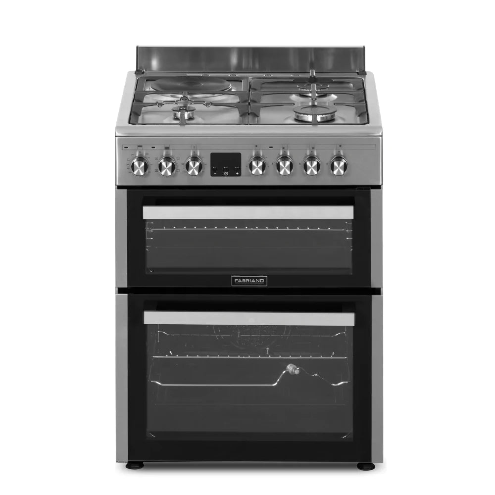 Fabriano 60cm, 3 Gas + 1 Hot plate + Electric Oven Double Cavity  Free Standing Cooker F6D31E5-SSS