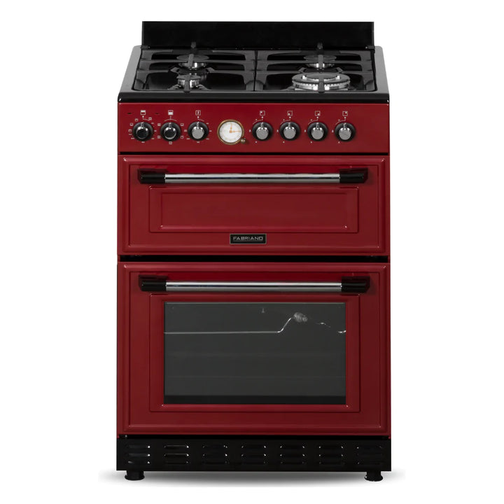 Fabriano 60cm, 4 Gas + Electric Oven Double Cavity Free Standing Cooker F6D40E5-RDS