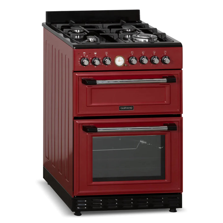 Fabriano 60cm, 4 Gas + Electric Oven Double Cavity Free Standing Cooker F6D40E5-RDS