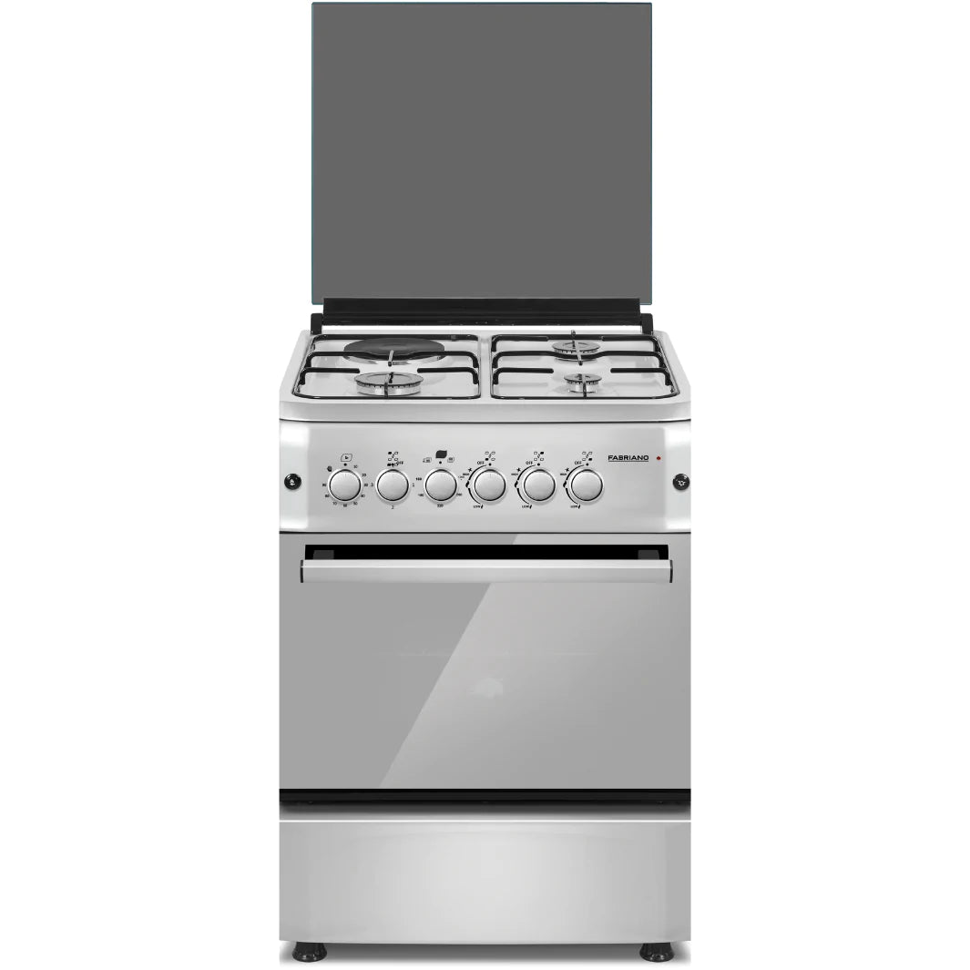 Fabriano 60cm, 3 Gas Burners, 1 Electric Plate + Gas Oven Free Standing Cooker F6S31G2-SS