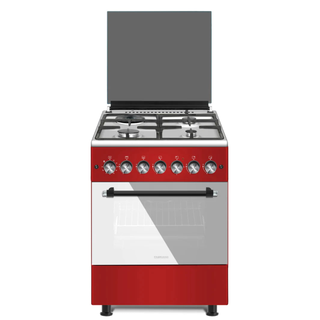 Fabriano 60cm, 4 Gas Burners,  1 Electric plate + Gas Oven and Grill Free Standing Cooker F6TS31G2-RD