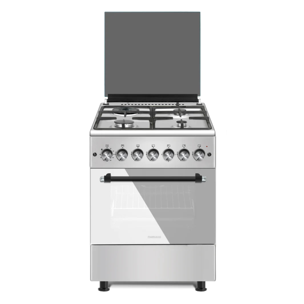 Fabriano 60cm, 3 Gas Burners, 1 Electric Plate + Gas Oven Free Standing Cooker F6TS31G2-SSH