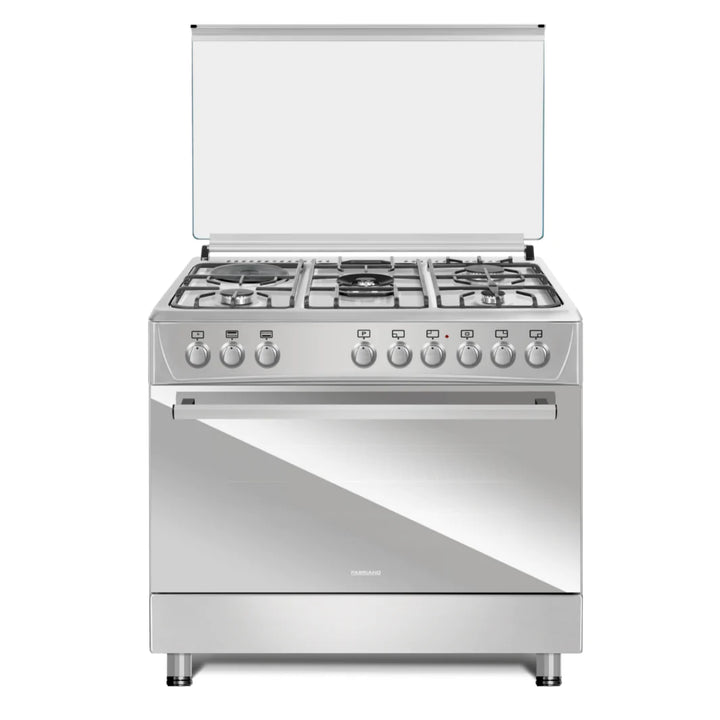 Fabriano 90cm, 4 Gas Burners (1 Triple Ring) ,  1 Electric plate + Gas Oven Free Standing Cooker F9P41G2-SS
