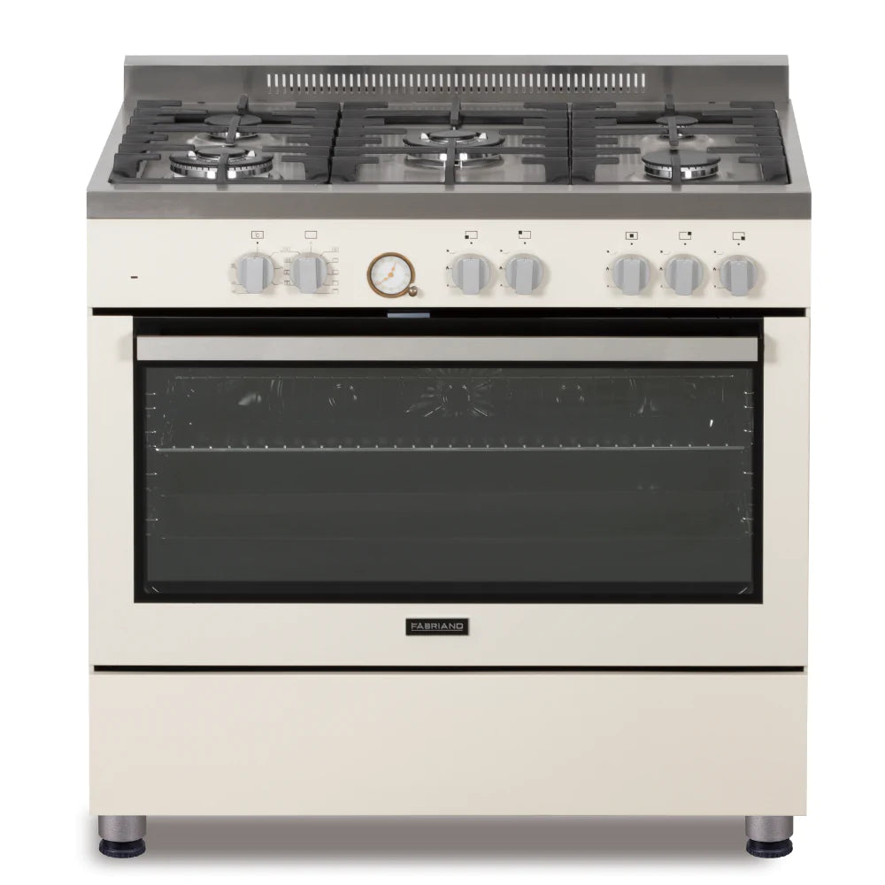 Fabriano 90cm, 5 Gas Burners + Electric Oven Free Standing Cooker F9P50E10-BGS