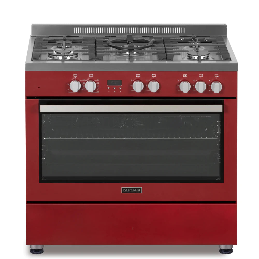 Fabriano 90cm, 5 Gas Burners + Electric Oven Free Standing Cooker F9P50E10-RDS