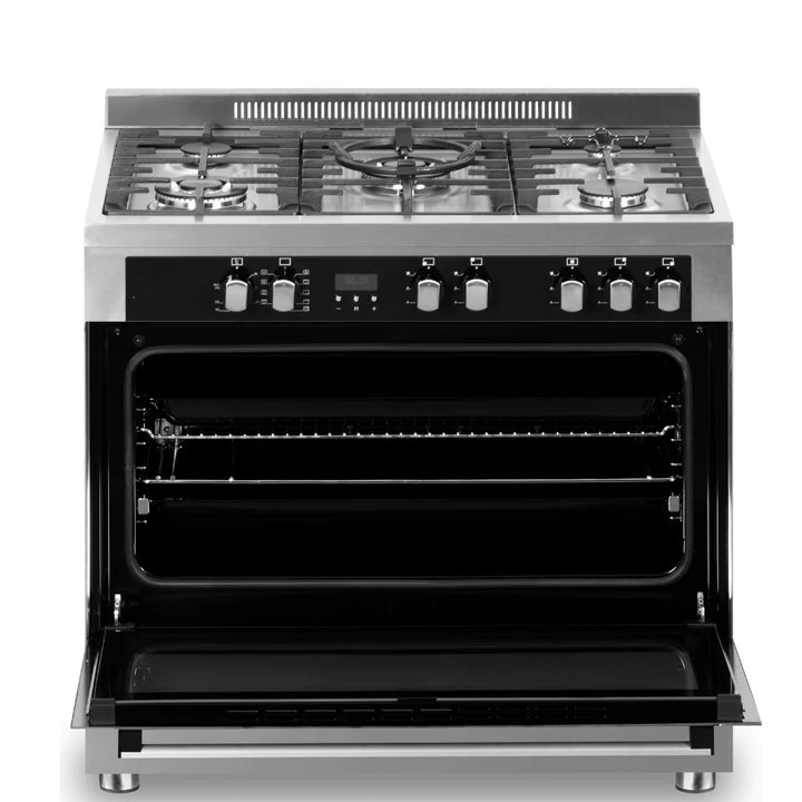 Fabriano 90cm, 5 Gas Burners (2 Triple Ring) + Electric Oven Free Standing Cooker F9P50E10-SSS