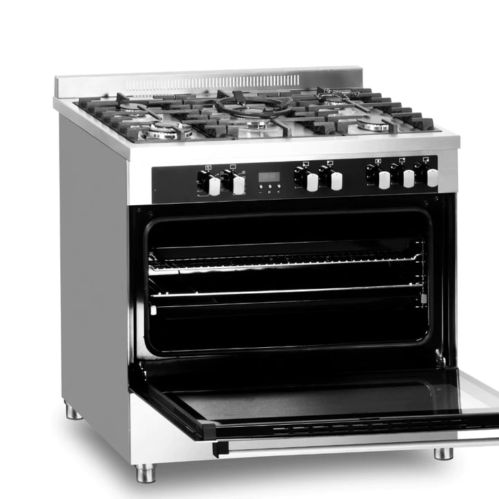 Fabriano 90cm, 5 Gas Burners (2 Triple Ring) + Electric Oven Free Standing Cooker F9P50E10-SSS