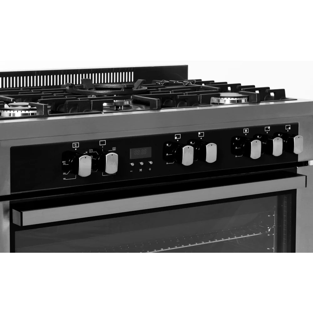 Fabriano 90cm, 5 Gas Burners (2 Triple Ring) + Electric Oven Free Standing Cooker F9P50E10-SSS