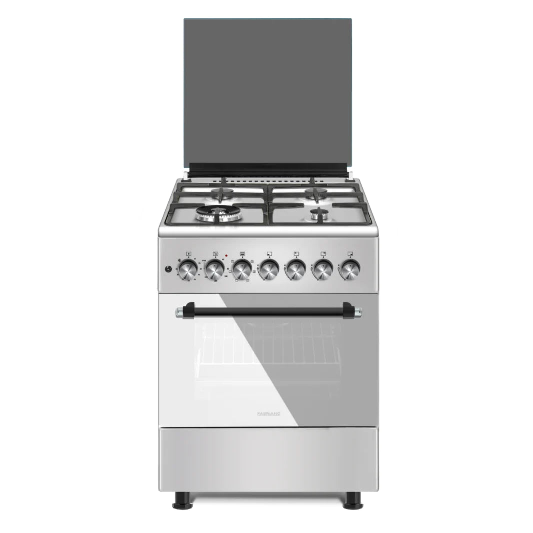 Fabriano 60cm, 4 Gas Burners (1 Triple Ring) , + Electric oven Free Standing Cooker F6TS40E6-SSW