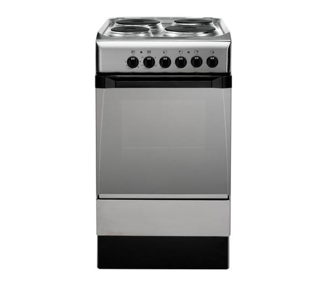 Indesit 50cm, 4 Electric Plates + Electric Oven Free Standing Cooker IS50E1 XX S