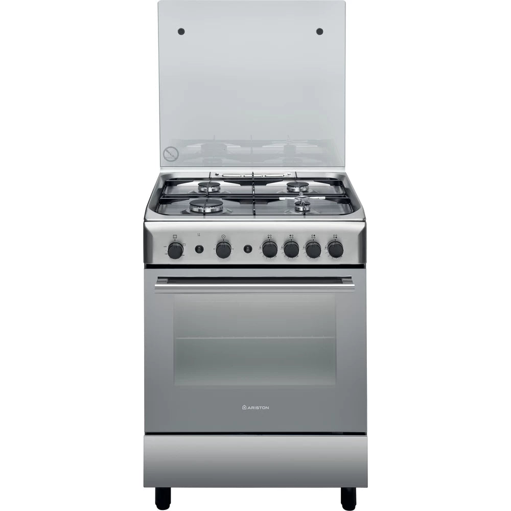 Ariston 60cm, 4 Gas Burners + Gas Oven Free Standing Cooker A6GG1F (X) EX